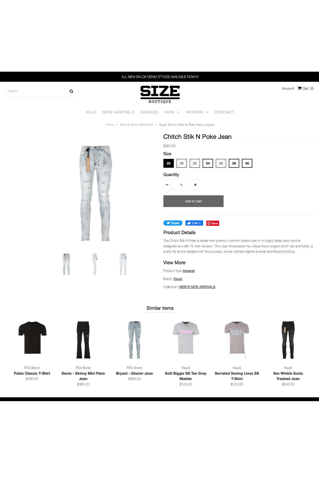 SIZE Boutique Product Page